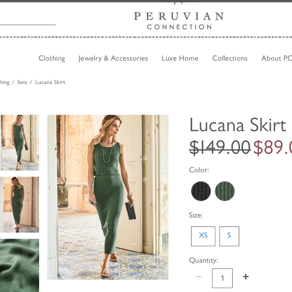 Peruvian Connection Lucana Skirt In Blue, New Never Worn